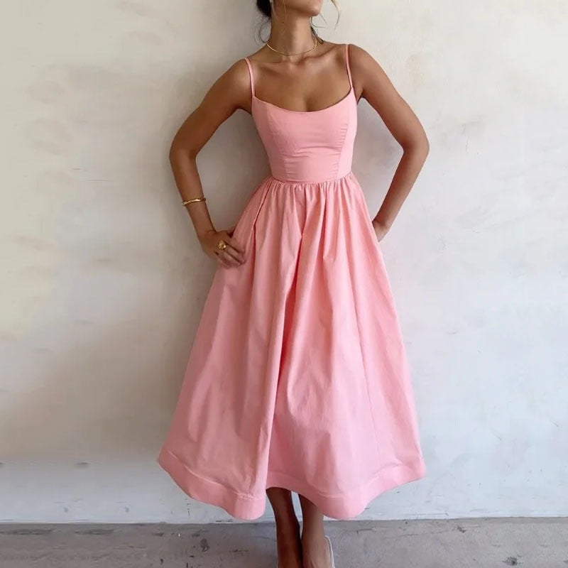 Rosalie | Luftiges A-Linien-Midikleid mit Spaghettiträgern