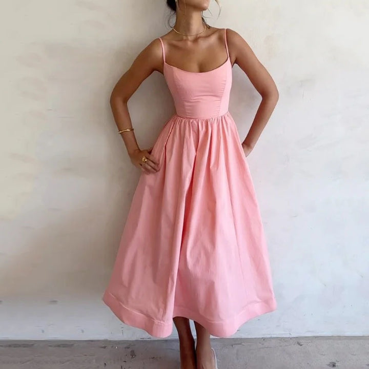 Rosalie | Luftiges A-Linien-Midikleid mit Spaghettiträgern