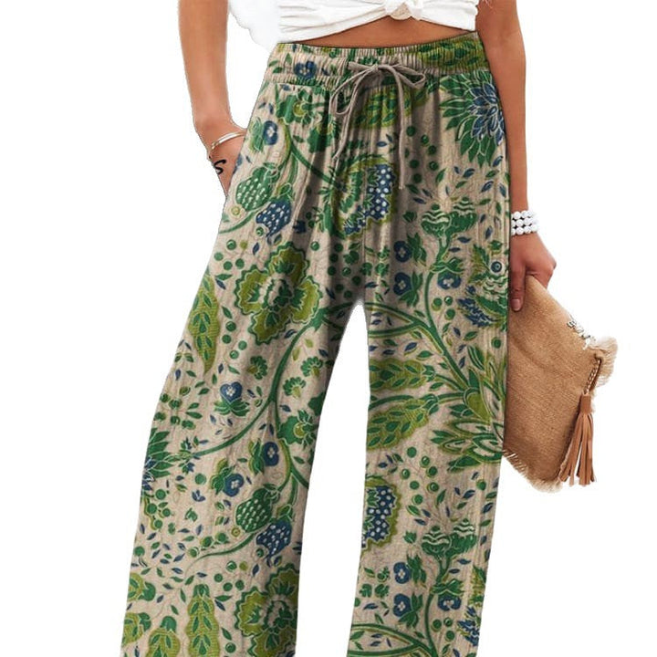 Weite Hose mit Blumenmuster Leichte Hose mit hoher Taille Komfort