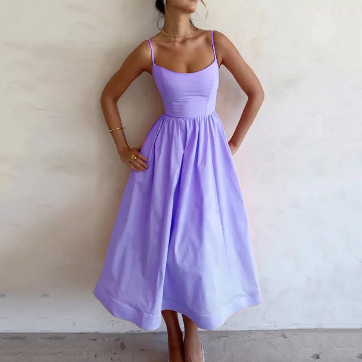 Rosalie | Luftiges A-Linien-Midikleid mit Spaghettiträgern