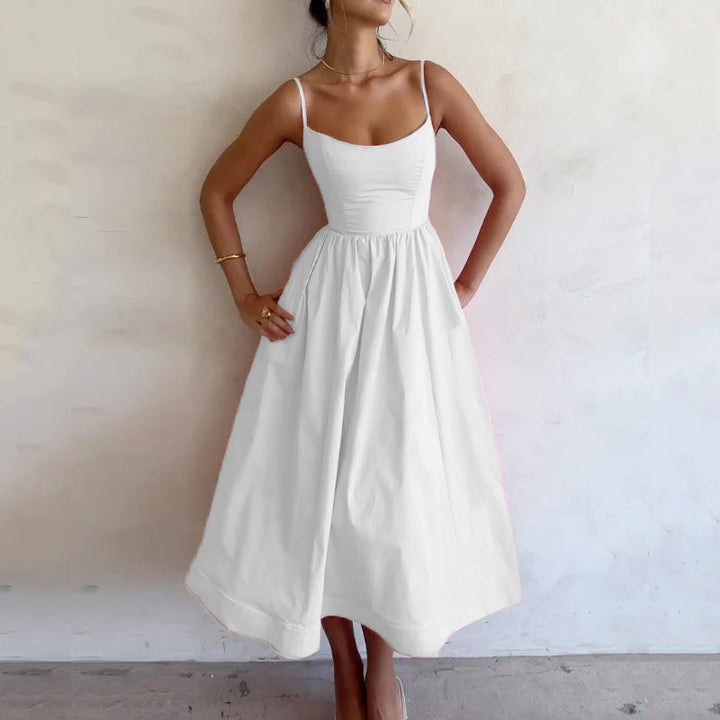 Rosalie | Luftiges A-Linien-Midikleid mit Spaghettiträgern