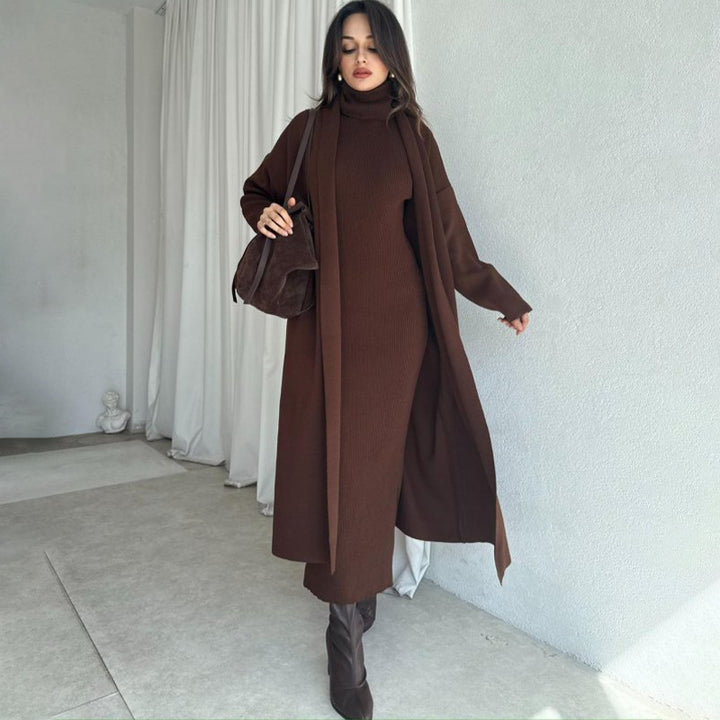 Livia – High-Neck Strickkleid &amp; Cardigan-Set