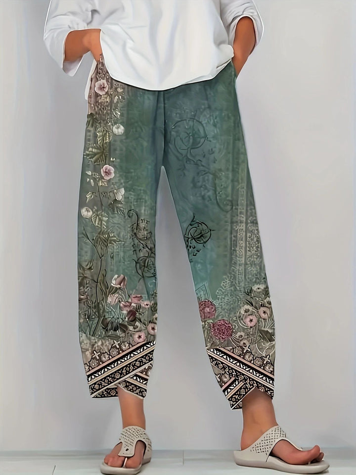 Relaxed Fit Weite Hose mit Blumendruck