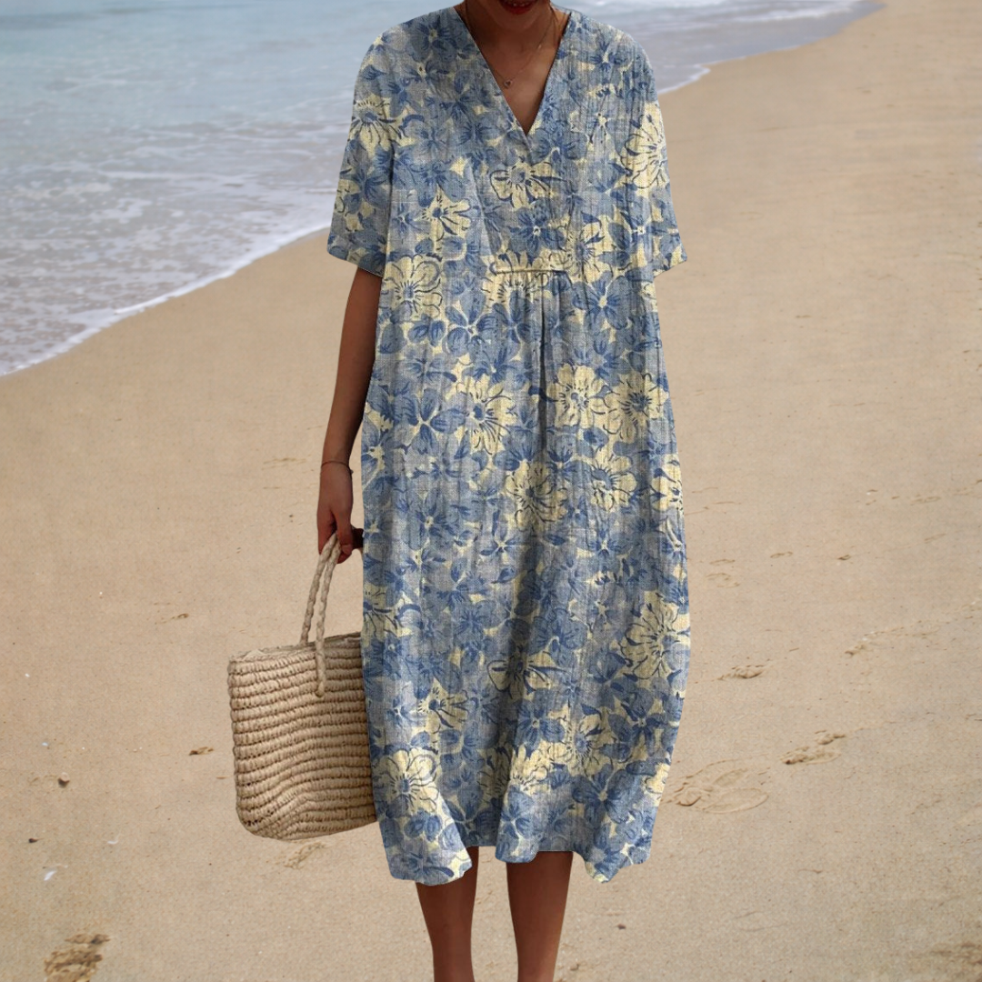Éléonore | Langes Kleid mit Blumenmuster