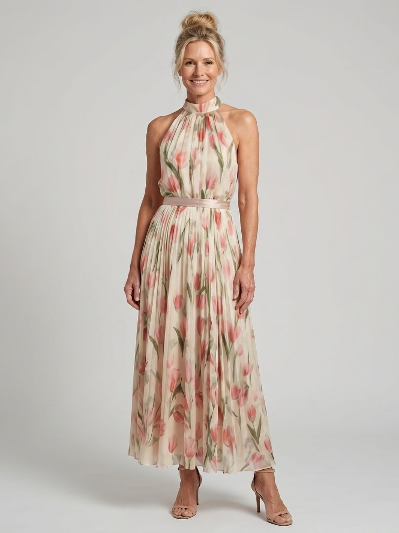 Aurelle | Neckholder Floral Midikleid