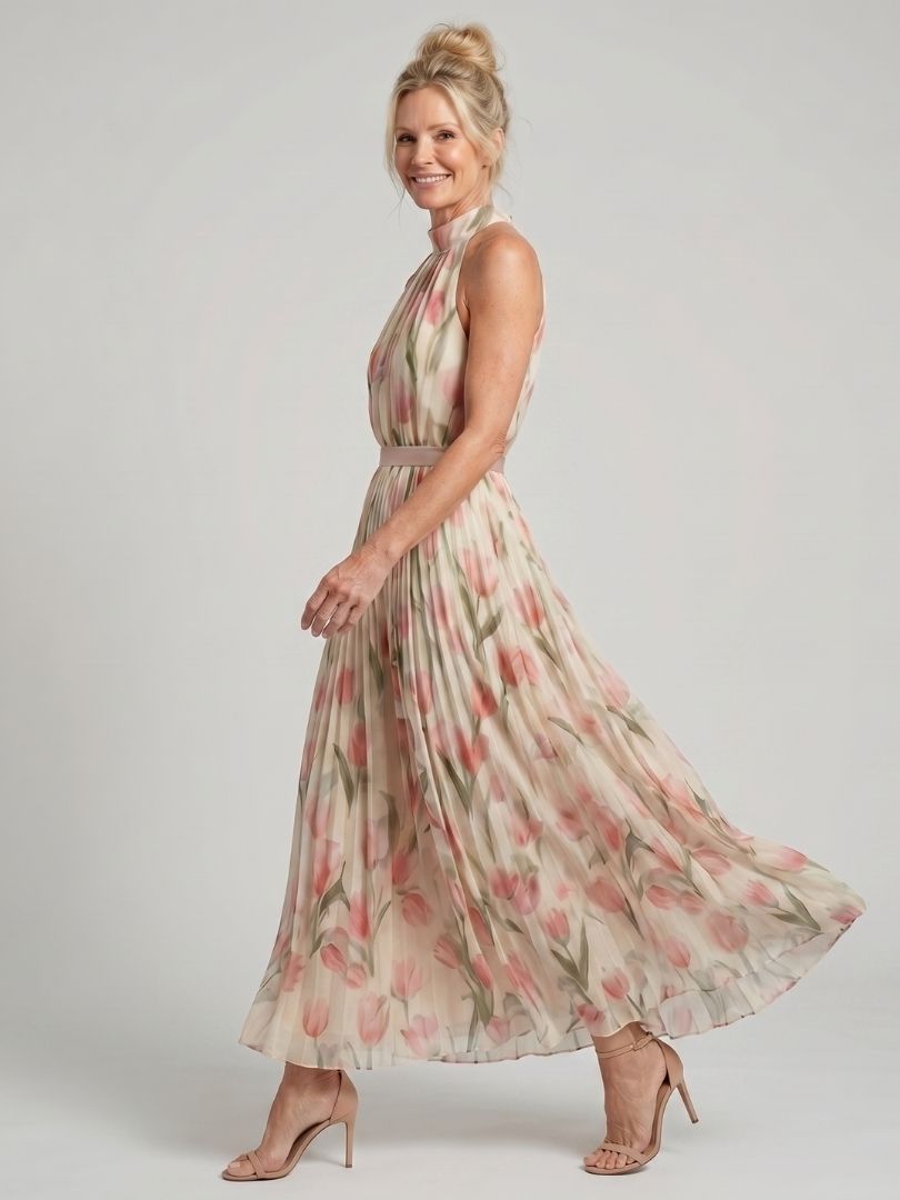 Aurelle | Neckholder Floral Midikleid