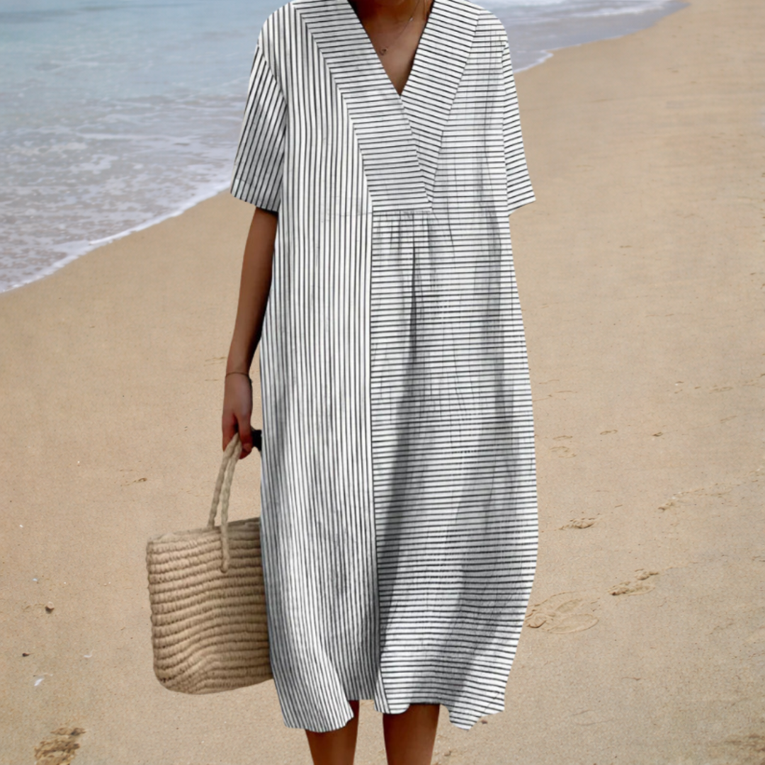 Delphine | Gestreiftes Midi-Kleid