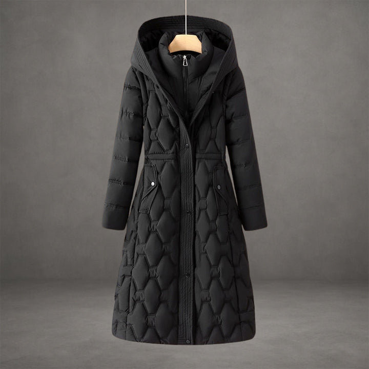 Mollie | Eleganter langer Mantel mit Kapuze
