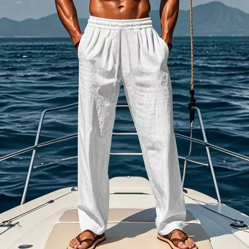David – Elegante Leinenhose im Hawaii-Stil