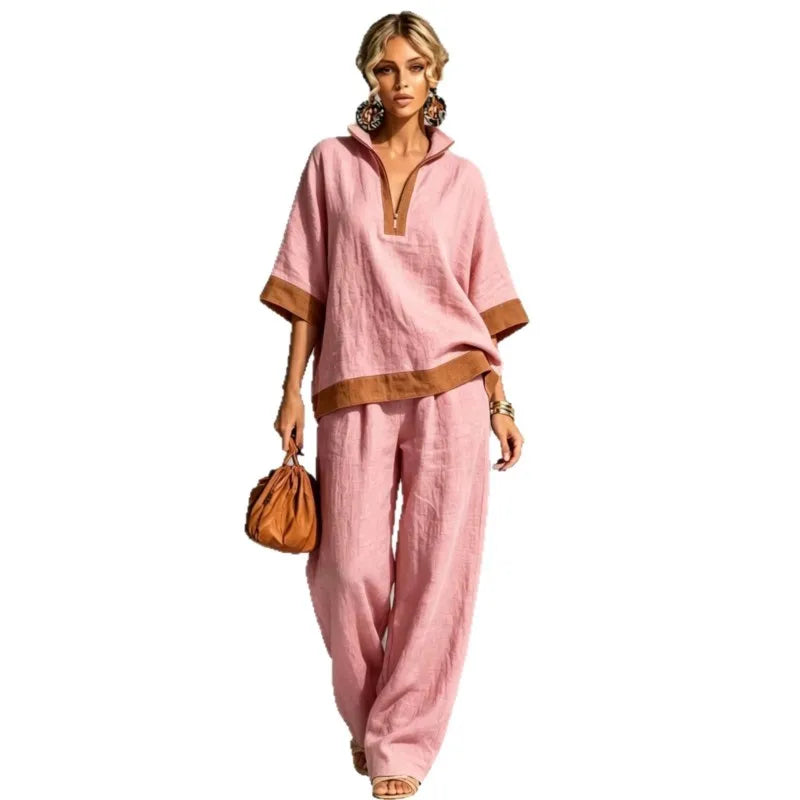 Vintage-inspiriertes Set im Leinen-Look für Damen