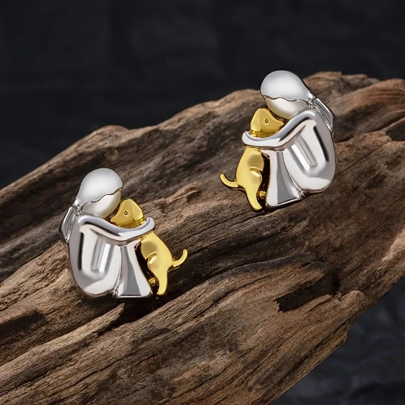 Zweifarbige Ohrstecker aus Silber und Gold