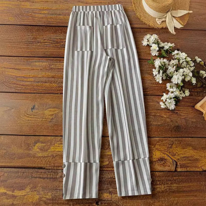 Sylvia | Bequeme gestreifte Hose mit weitem Bein
