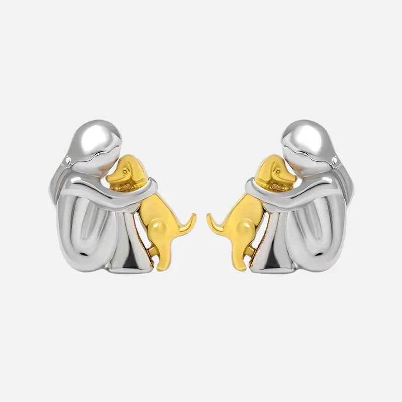 Zweifarbige Ohrstecker aus Silber und Gold