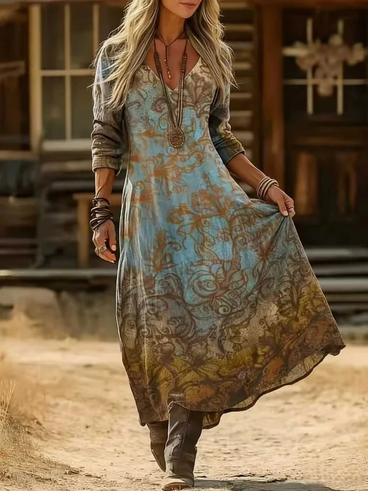 Evelyn | Vintage-inspiriertes langärmeliges Freizeitkleid