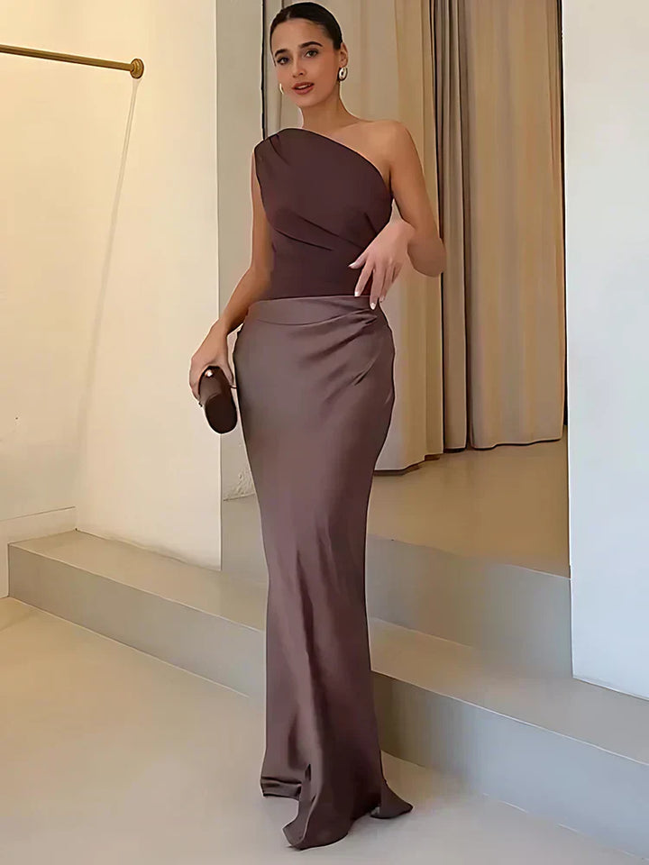 Luna™ | Satin Maxikleid mit Schlitz