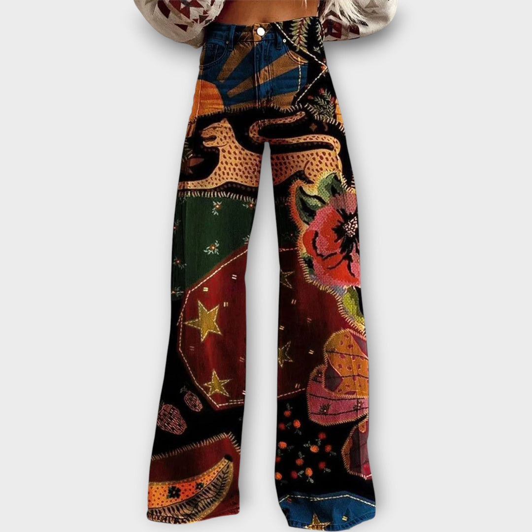 Jeans mit Patchworkdruck