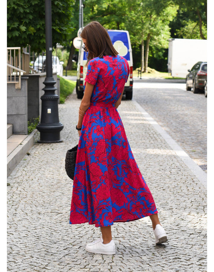 Talia™ | Stilvolles Blumenkleid mit V-Ausschnitt