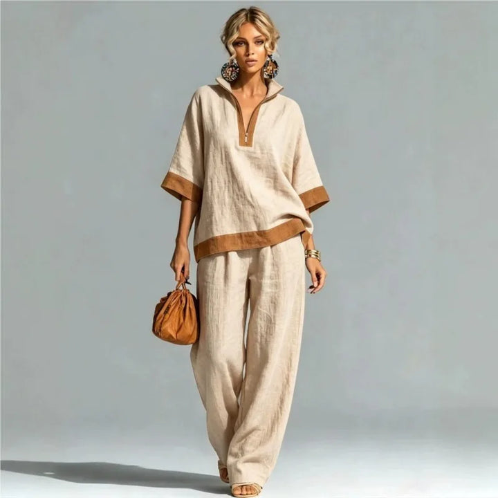 Vintage-inspiriertes Set im Leinen-Look für Damen