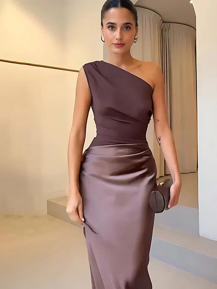 Luna™ | Satin Maxikleid mit Schlitz