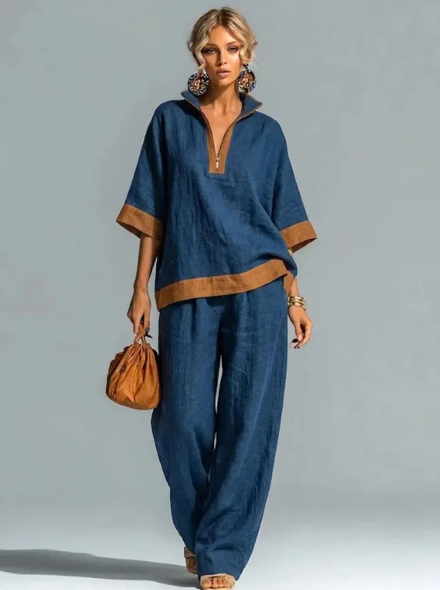 Vintage-inspiriertes Set im Leinen-Look für Damen