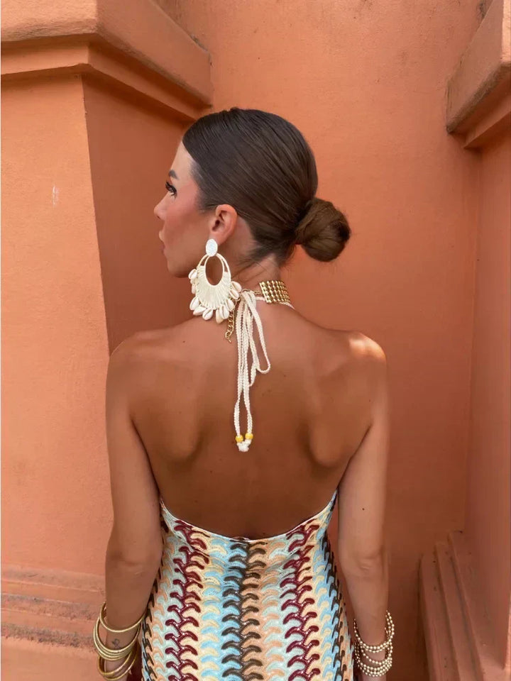 Naama-Lee™ | Rückenfreies Maxikleid mit V-Ausschnitt