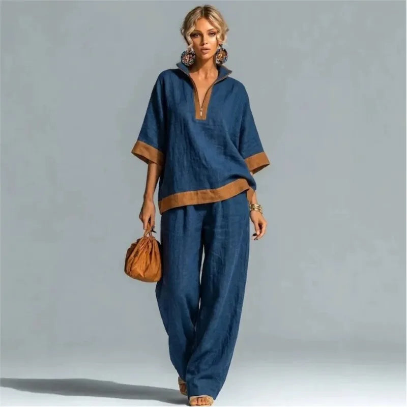 Vintage-inspiriertes Set im Leinen-Look für Damen