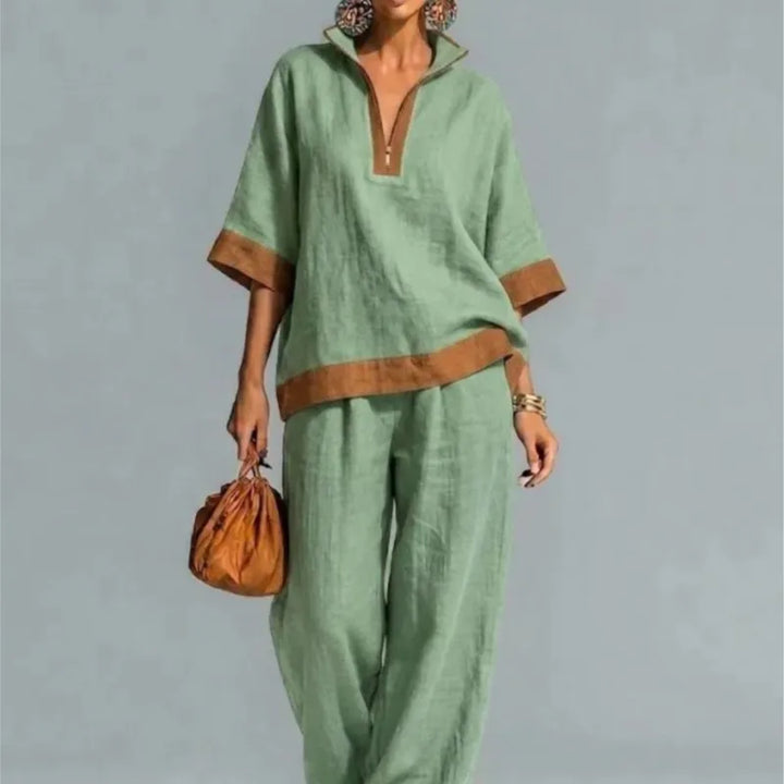 Vintage-inspiriertes Set im Leinen-Look für Damen