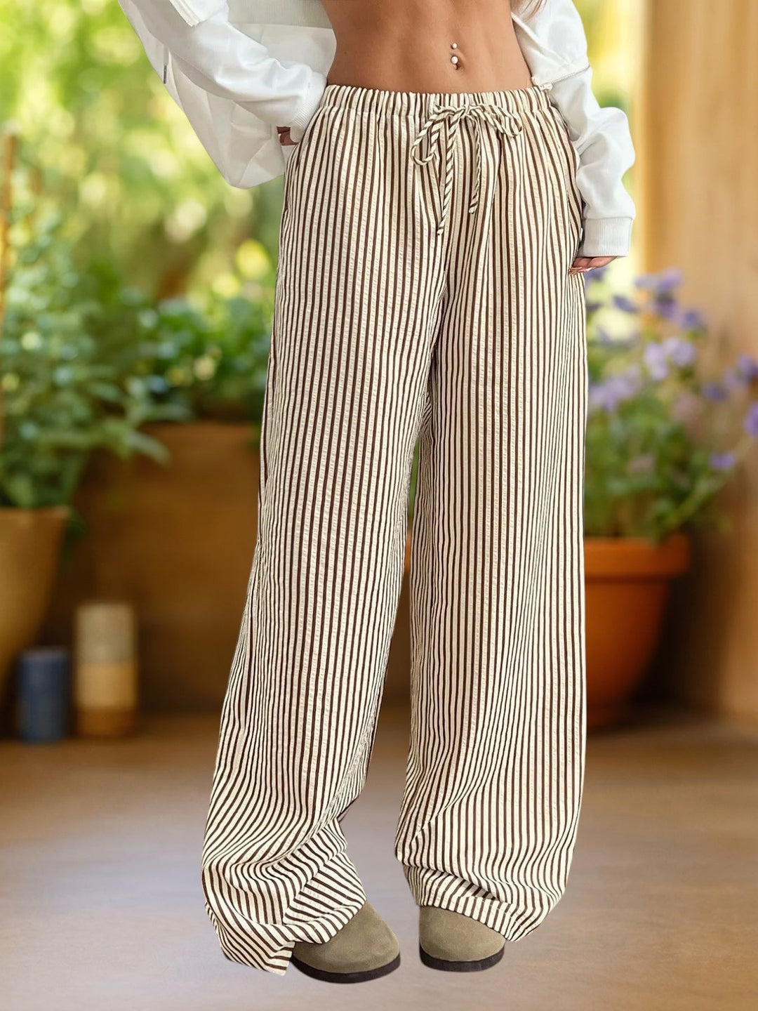 Reily | Bequeme gestreifte bodenlange Hose