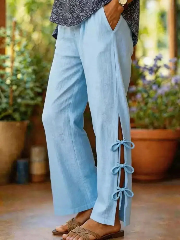 Lyka | Entspannte Hose mit weitem Bein und Seitenschlitzen