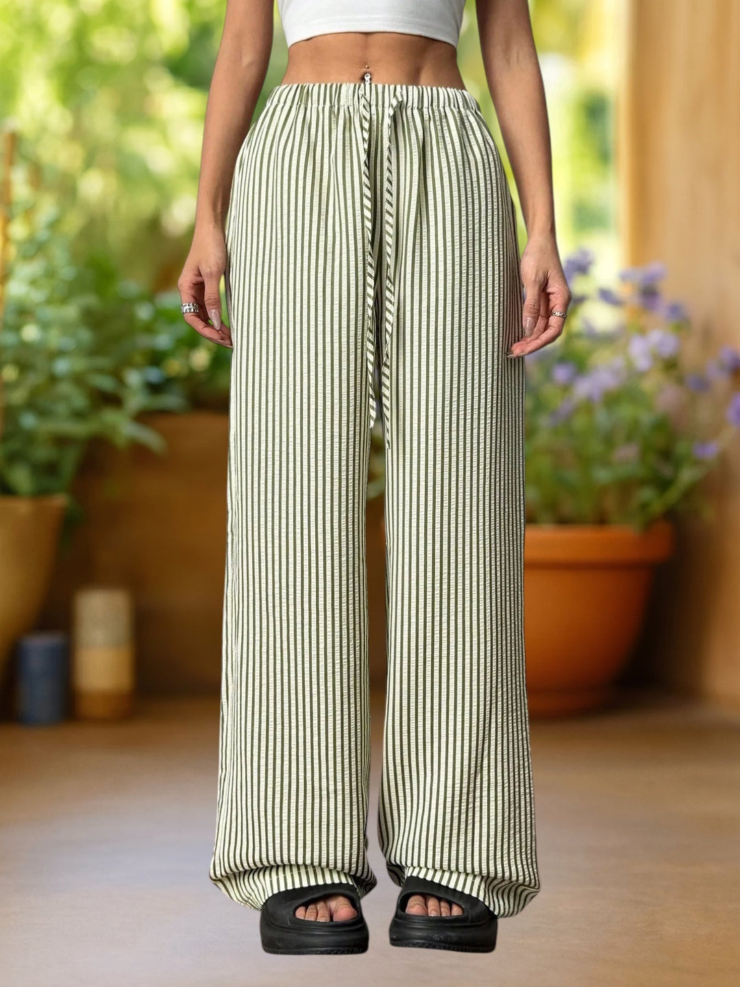 Reily | Bequeme gestreifte bodenlange Hose