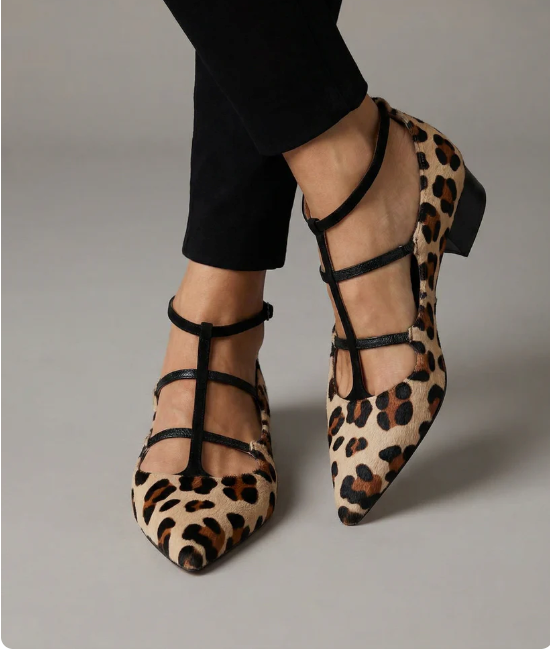 Bridget - Hochhackige Schuhe mit Leopard-Riemen