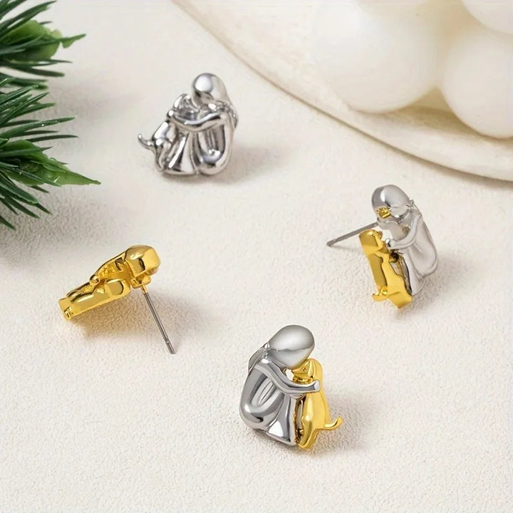 Zweifarbige Ohrstecker aus Silber und Gold