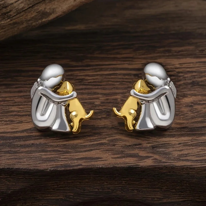 Zweifarbige Ohrstecker aus Silber und Gold