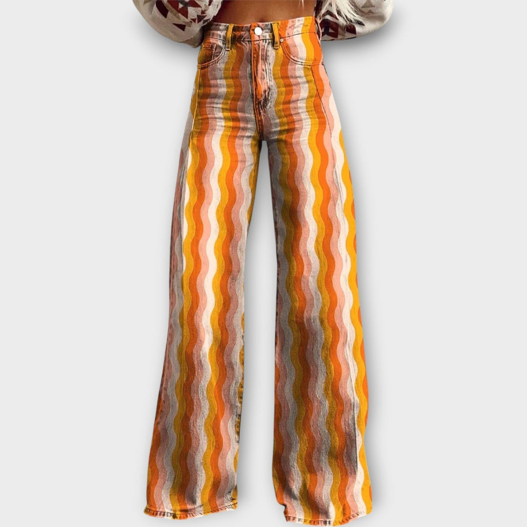 Jeans mit bunten Streifen