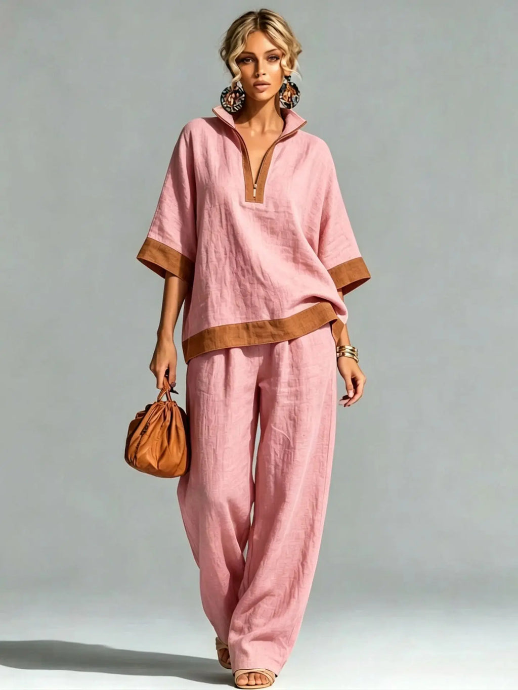 Vintage-inspiriertes Set im Leinen-Look für Damen