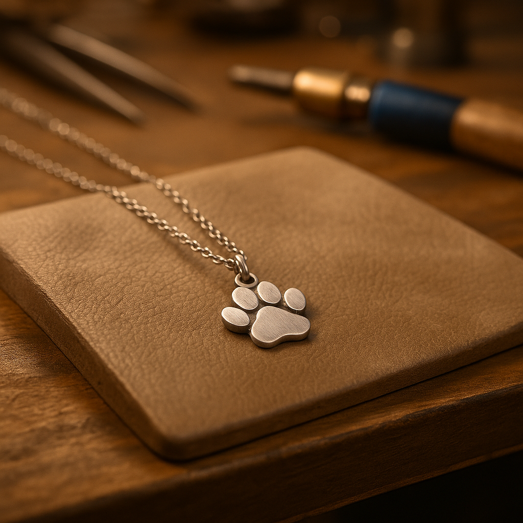 Elegante silberne Halskette mit pfötchenförmigem Anhänger