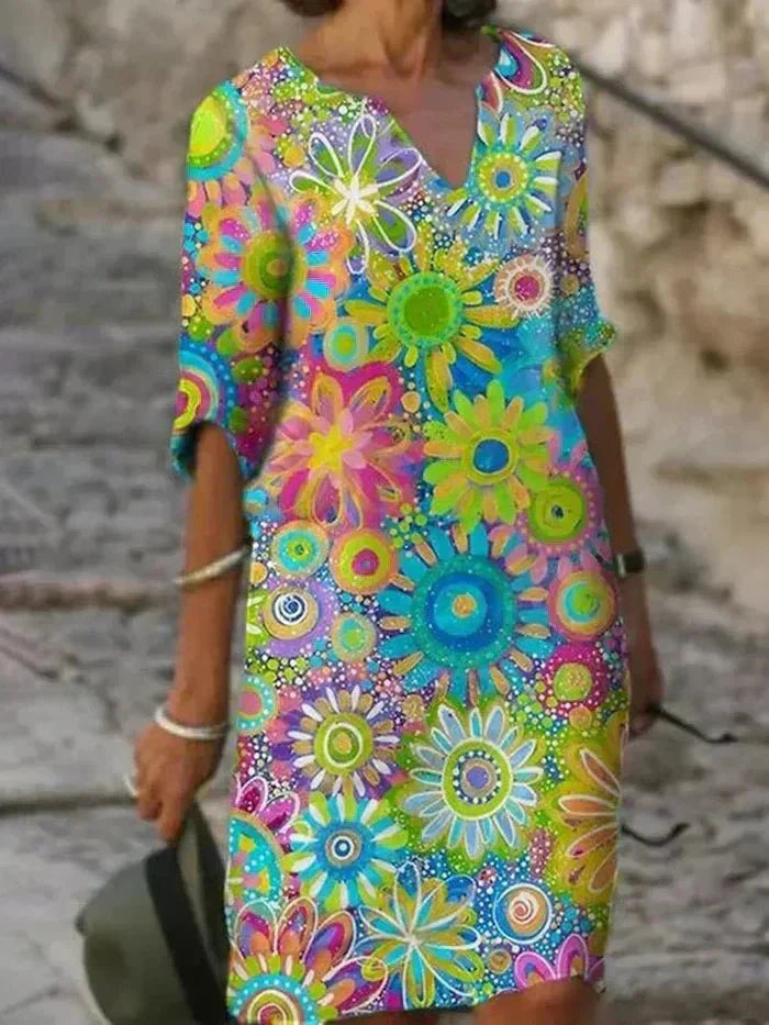 Annie | Midi-Kleid mit lebhaftem Blumenmuster