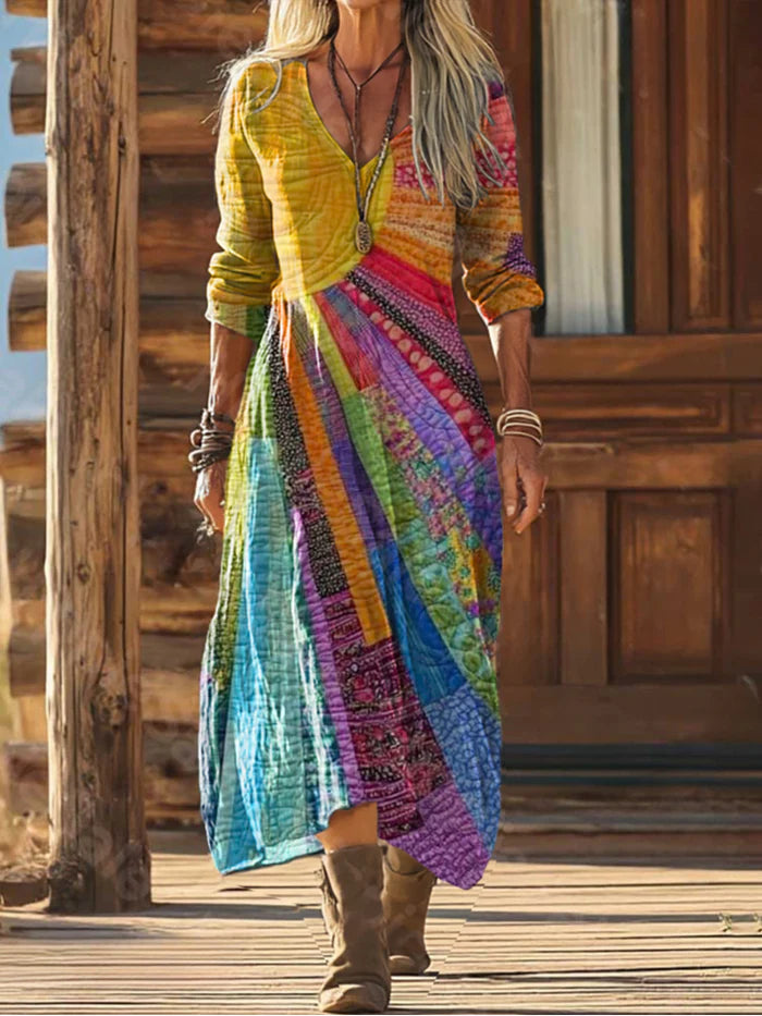 Evelyn | Vintage-inspiriertes langärmeliges Freizeitkleid