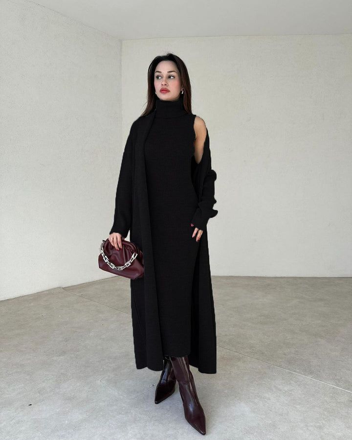 Livia – High-Neck Strickkleid &amp; Cardigan-Set