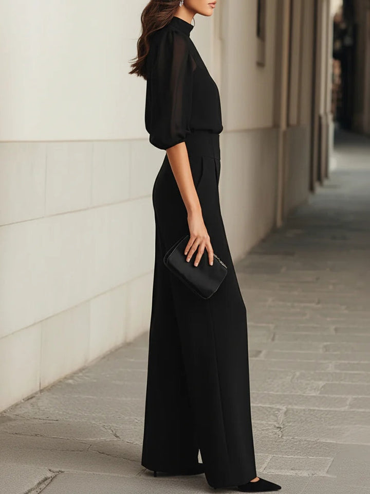 Elodie | Dreiteiliges Set aus Oberteil und Hose mit weitem Bein