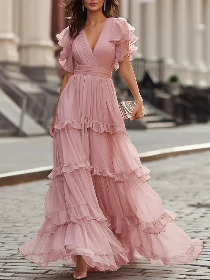 Zoe | Elegantes, hellrosa Maxikleid für die Hochzeit