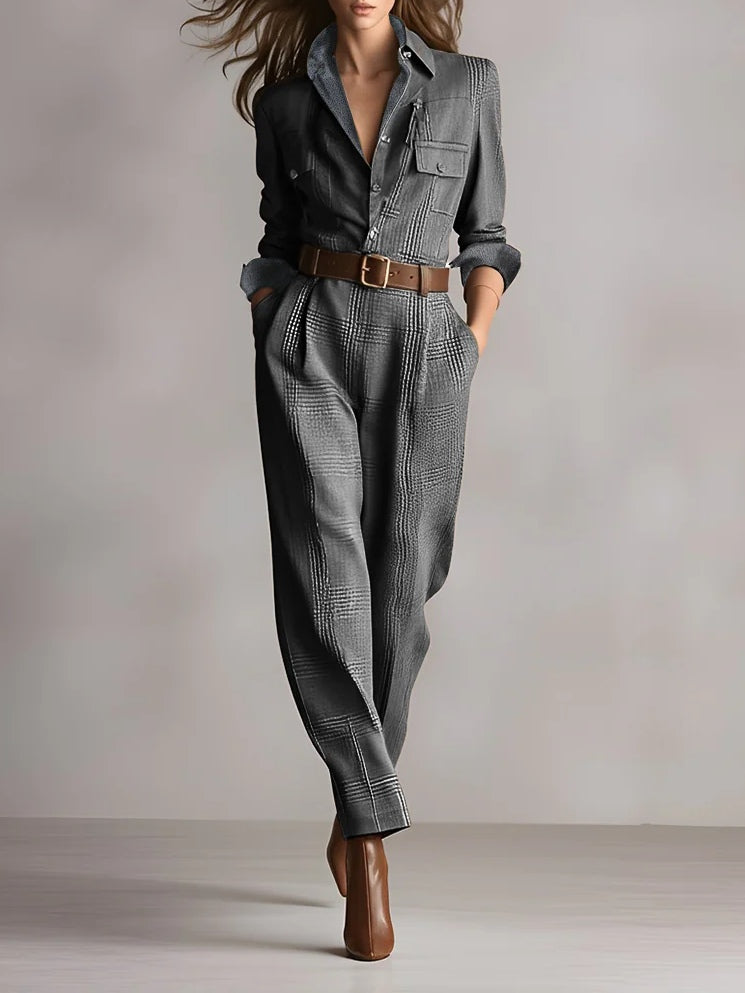 Anna™ | Eleganter karierter Jumpsuit