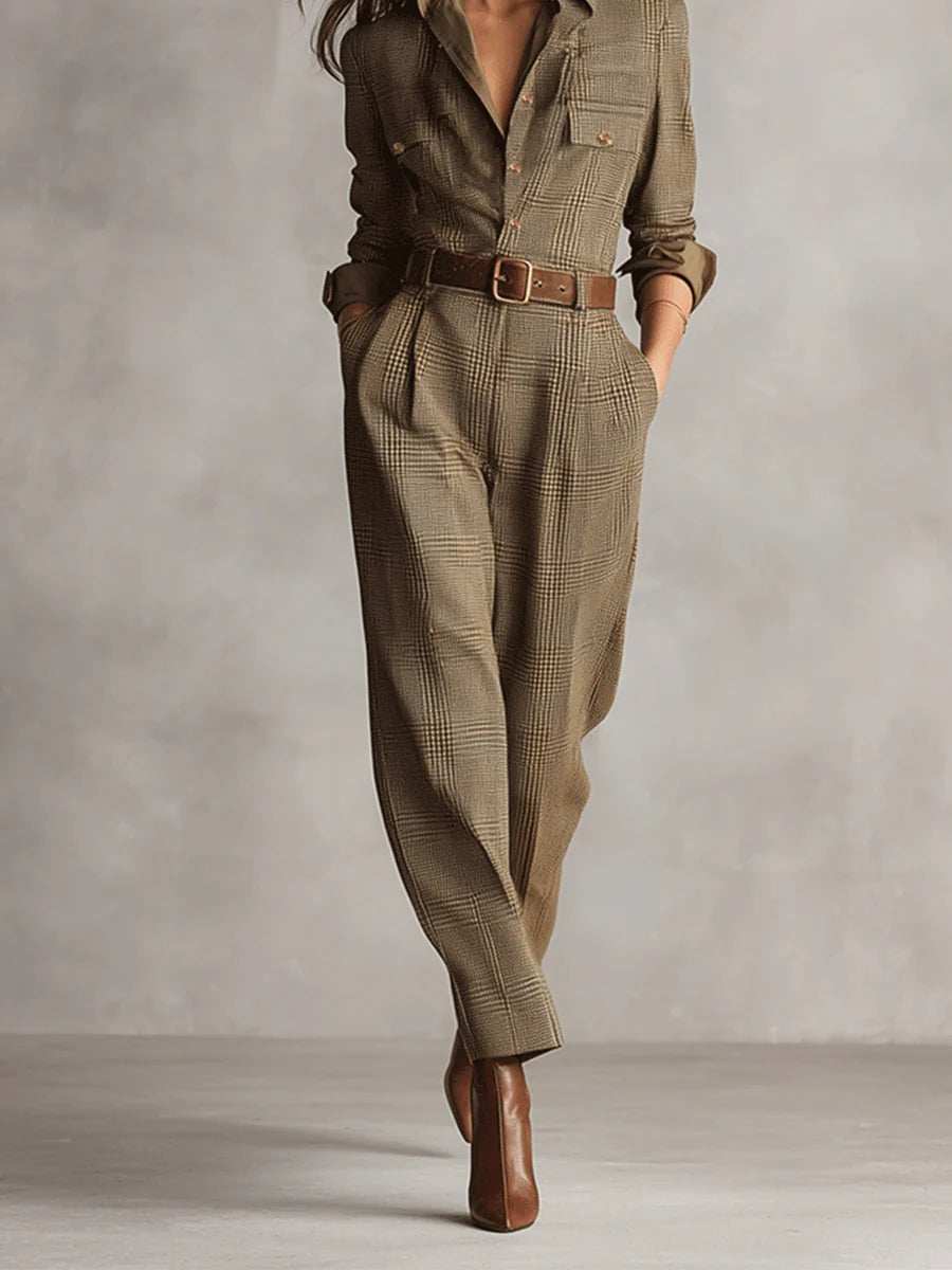 Anna™ | Eleganter karierter Jumpsuit