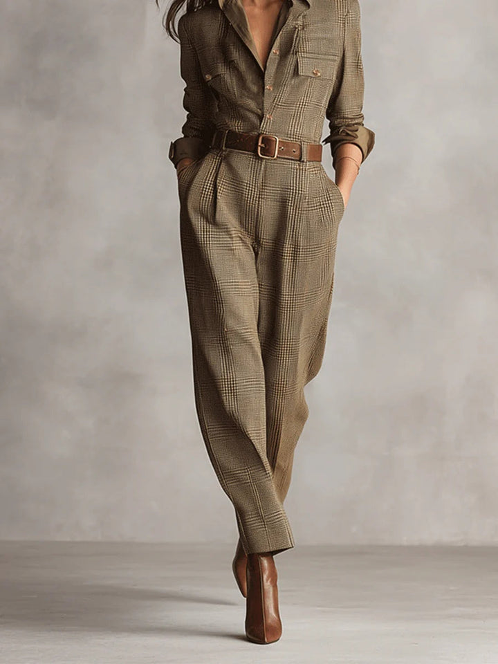 Anna™ | Eleganter karierter Jumpsuit
