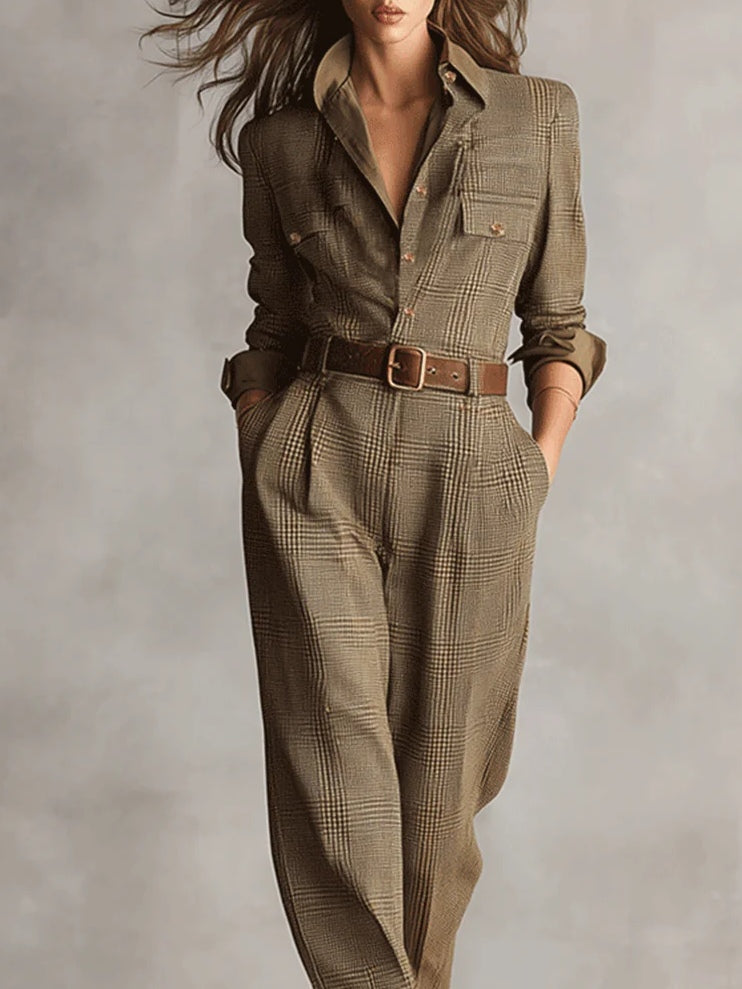 Anna™ | Eleganter karierter Jumpsuit