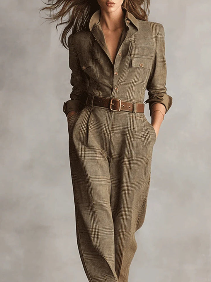 Anna™ | Eleganter karierter Jumpsuit
