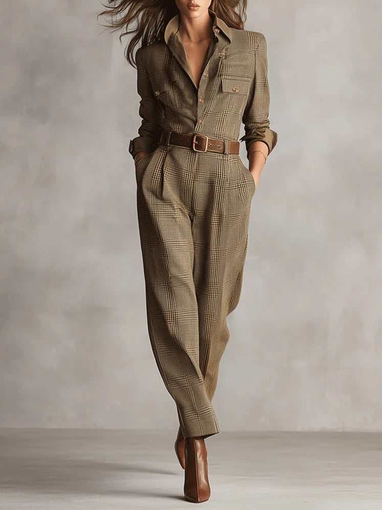 Anna™ | Eleganter karierter Jumpsuit