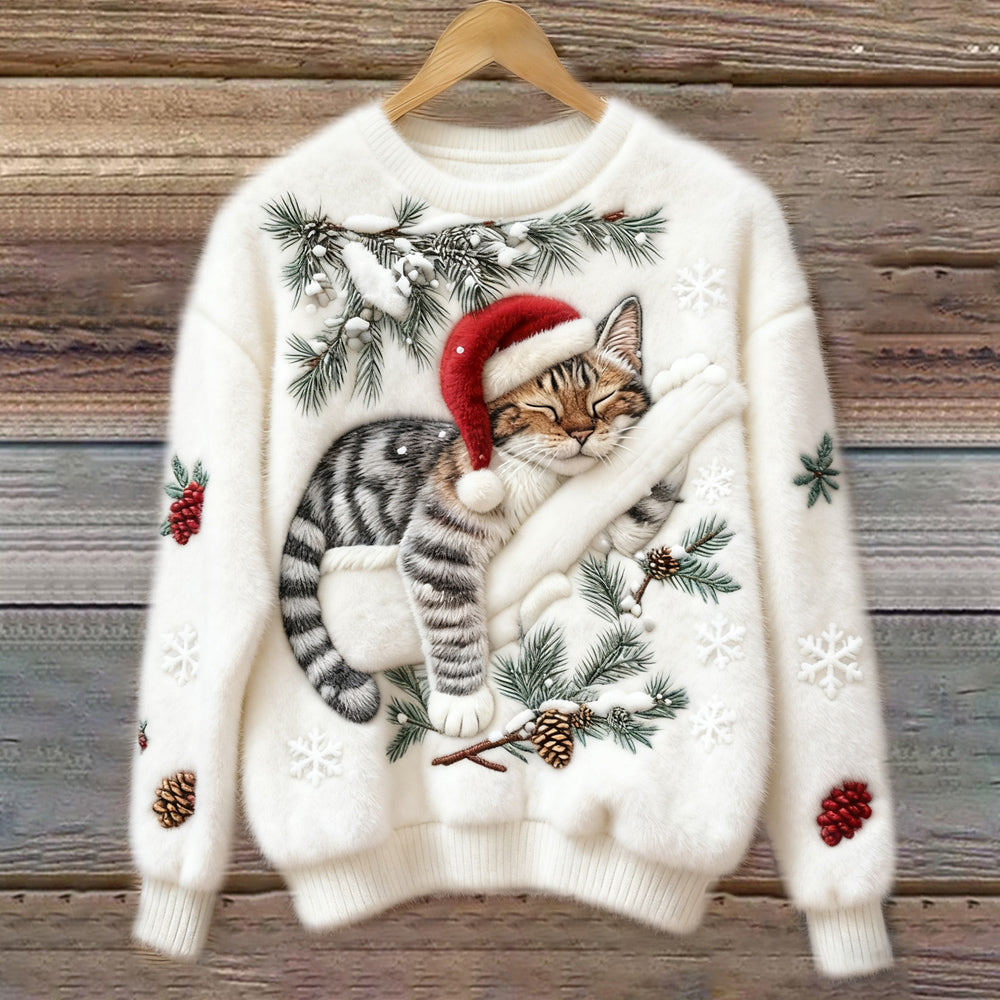Layla | Kuscheliger &amp; Festlicher Winterpullover mit Katze