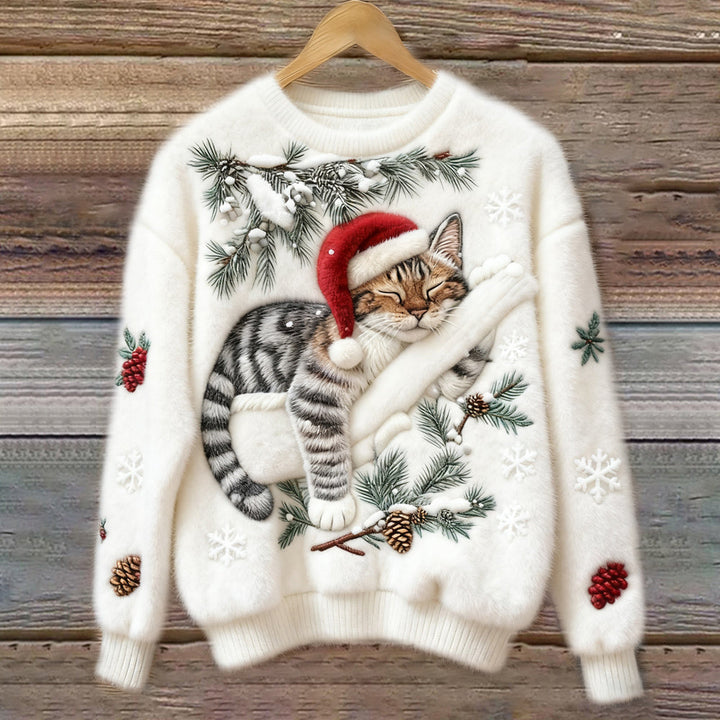 Layla | Kuscheliger &amp; Festlicher Winterpullover mit Katze