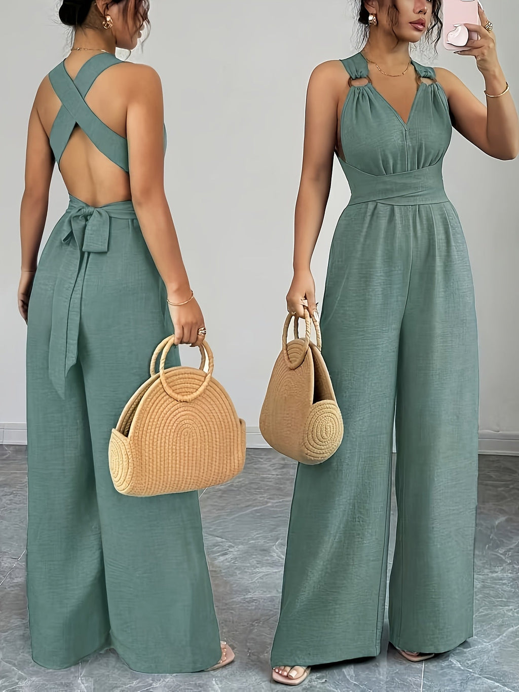 Emily | Eleganter Jumpsuit aus Leinen und Baumwolle